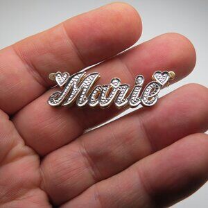 14k Gold Double Name Plate MARIE Hand Made
